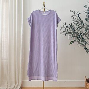 Entro Lavender Ribbed Midi Shirt Dress | Side Slits | Size M